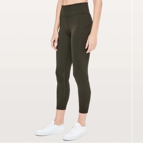 Lululemon In Movement 7/8 Tight *Everlux 25" Dark Olive Green 21686 - Picture 2 of 14